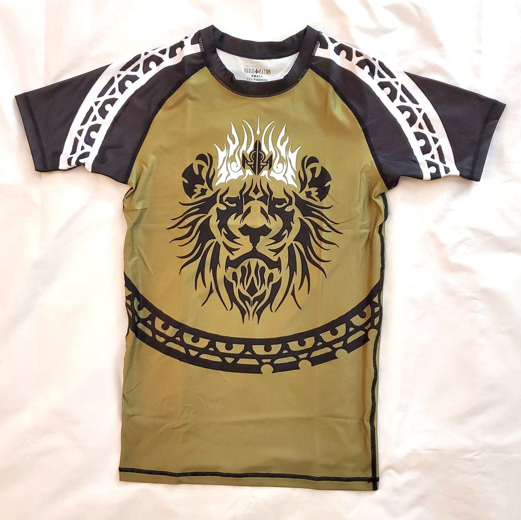 Mens Short Sleeve Camo Green Lion Rash Guard – Noble Nation